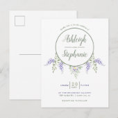 Chic Waterverf Wisteria Drop Wedding Uitnodiging Briefkaart (Voorkant / Achterkant)