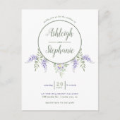 Chic Waterverf Wisteria Drop Wedding Uitnodiging Briefkaart (Voorkant)