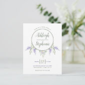 Chic Waterverf Wisteria Drop Wedding Uitnodiging Briefkaart (Staand voorkant)