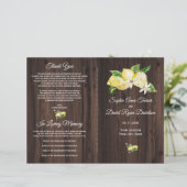 Chic Waterverf Wit Bloem Houten Huwelijksprogramma (Staand voorkant)