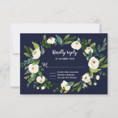 Chic Waterverf Witte Bloemenkrans Donkerblauw RSVP (Achterkant)