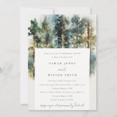 Chic Waterverf Woodland Forest Rehearsal Dinner Kaart (Voorkant)