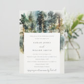 Chic Waterverf Woodland Forest Rehearsal Dinner Kaart (Staand voorkant)