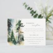 Chic Waterverf Woodland Forest Wedding Reception Informatiekaartje (Staand voorkant)