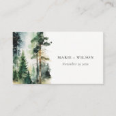 Chic Waterverf Woodland Forest Wedding Website Informatiekaartje (Voorkant)