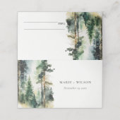 Chic Waterverf Woodland Forest Wedding Website Plaatskaartje (Buitenkant ongevouwen)