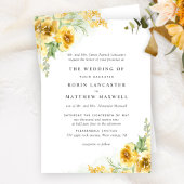 Chic Waterverf Yellow Ochre Floral Formal Wedding Kaart