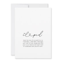 Chic We Eloped Script Hart Trouwfoto Kaart