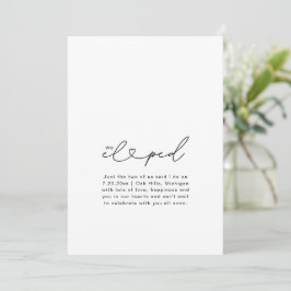 Chic We Eloped Script Hart Trouwfoto Kaart