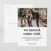 Chic we moved come Visite Photo Typography Moving Aankondigingskaart (Voorkant / Achterkant)