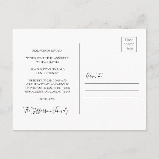 Chic We Zijn Verhuisd Nep Vellum Effect Foto Verhu Aankondigingskaart (Achterkant)