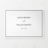 Chic Weddenfoto met RSVP QR-code en details Drieluik Uitnodiging (Cover)