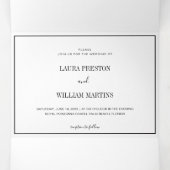 Chic Weddenfoto met RSVP QR-code en details Drieluik Uitnodiging (Binnenkant midden)