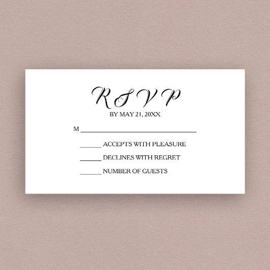 Chic Wedding Black White RSVP-kaart Informatiekaartje