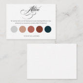 Chic Wedding Color Palette Attire Dress Code Kaart (Voorkant / Achterkant)