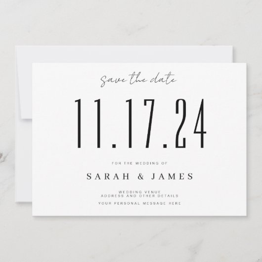Chic Wedding Date Niet-foto opslaan Datum Save The Date (Voorkant)