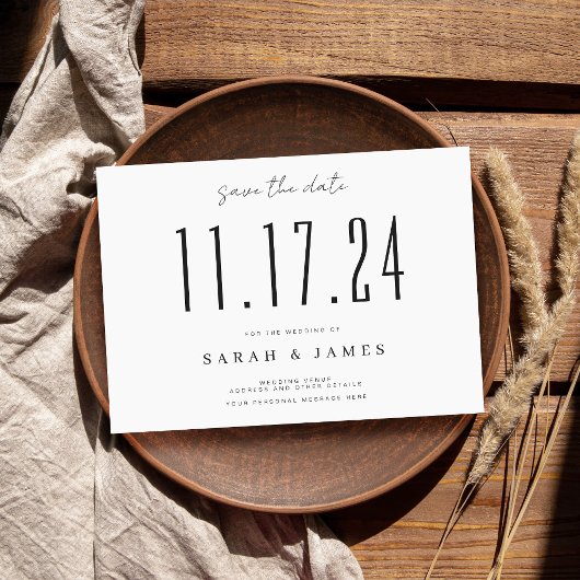 Chic Wedding Date Niet-foto opslaan Datum Save The Date