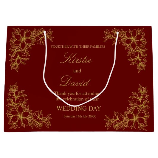 Chic Wedding Day Lijst en bloemen Groot Cadeauzakje (Voorkant)