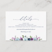 Chic Wedding Details / Website Paars, Blauwe Flora Informatiekaartje (Voorkant)