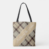 Chic Wedding Gift Grey Tartan Moeder van de Groom Tote Bag (Achterkant)