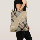 Chic Wedding Gift Grey Tartan Moeder van de Groom Tote Bag (Dichtbij)