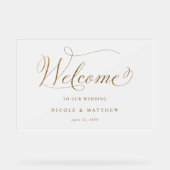 Chic Wedding Gold Welkom Frosted Style Acryl Bord (Voorkant)