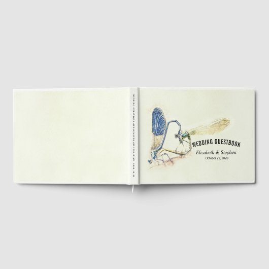 Chic Wedding Guestbook Dragonfly Mating Love Heart Gastenboek (Volledig)