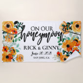 Chic Wedding Honeymoon Gifts Personalized Floral Strandlaken (Voorkant)