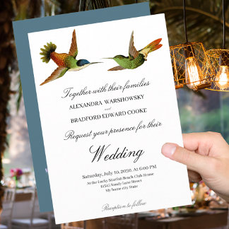 Chic Wedding Hummingbird bruiloft uitnodiging Blau