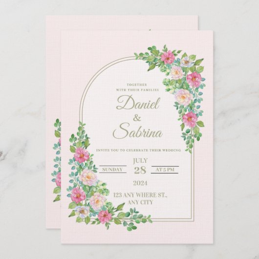 Chic Wedding Invitation | Modern Elegant Ceremony Kaart (Voorkant / Achterkant)