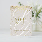 Chic Wedding Invite | Goud Confetti Heart RSVP (Staand voorkant)