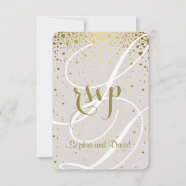 Chic Wedding Invite | Goud Confetti Heart RSVP