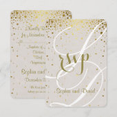 Chic Wedding Invite | Goud Confetti Heart RSVP Kaartje (Voorkant / Achterkant)