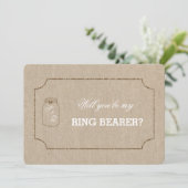 Chic Wedding Mason Jar Linnen Canvas RING DRAGER Kaart (Staand voorkant)