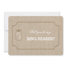 Chic Wedding Mason Jar Linnen Canvas RING DRAGER