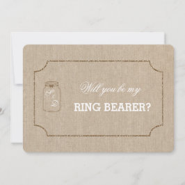 Chic Wedding Mason Jar Linnen Canvas RING DRAGER Kaart