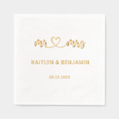 Chic Wedding Mr. & Mrs. Real Gold Folie Servetten (Voorkant)