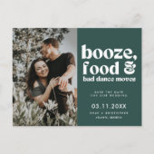 Chic Wedding Photo Green Bewaar de datum Aankondigingskaart (Voorkant)