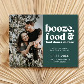 Chic Wedding Photo Green Bewaar de datum Aankondigingskaart