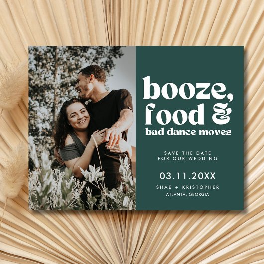 Chic Wedding Photo Green Bewaar de datum Aankondigingskaart