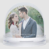 Chic Wedding Photo with White Script Overlay Sneeuwbol (Voorkant)