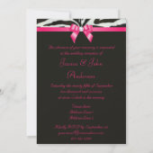 Chic Wedding Reception Zebra Stripes Hot Pink Bow Kaart (Achterkant)