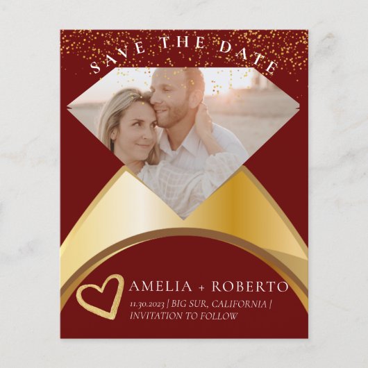 Chic Wedding Ring Save the Date Photo Card Flyer (Voorkant)