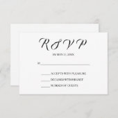 Chic Wedding RSVP Kaart | Zwart-Wit (Voorkant / Achterkant)