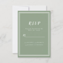 Chic Wedding Sage Green Simple Modern Minimalist RSVP Kaartje