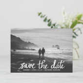 Chic Wedding Sla de datum Handgeschreven foto op Save The Date (Staand voorkant)