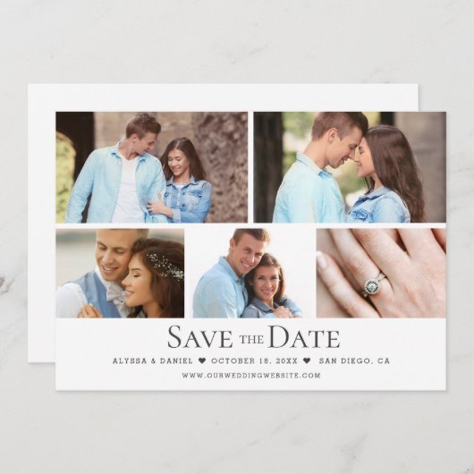 Chic Wedding Sla de datum op Custom Photo Grid Kaart (Voorkant / Achterkant)