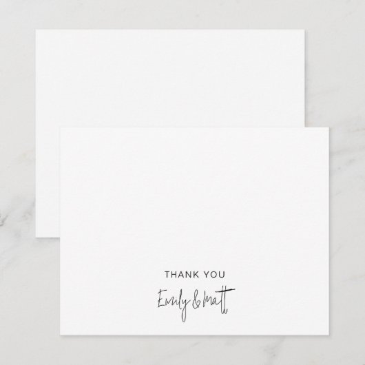 Chic Wedding Thank You White Flat Note Card Notitiekaartje (Voorkant / Achterkant)