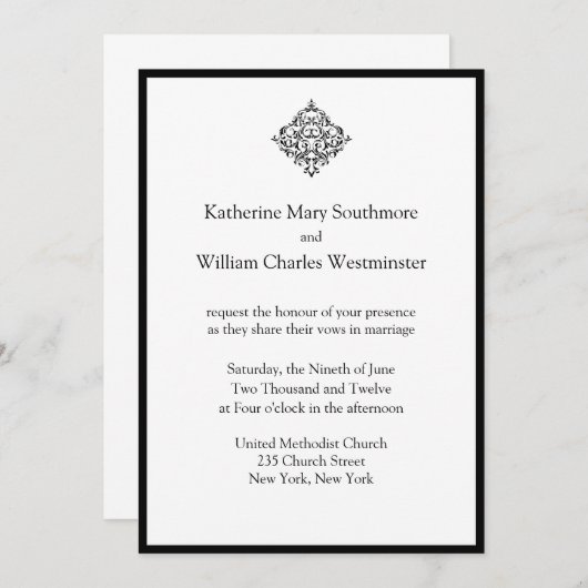 Chic Wedding-uitnodigingen Kaart (Voorkant / Achterkant)
