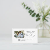 Chic Wedding Website QR Code Minimalist Foto RSVP Visitekaartje (Staand voorkant)